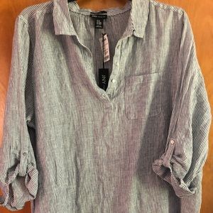 Striped linen tunic top
